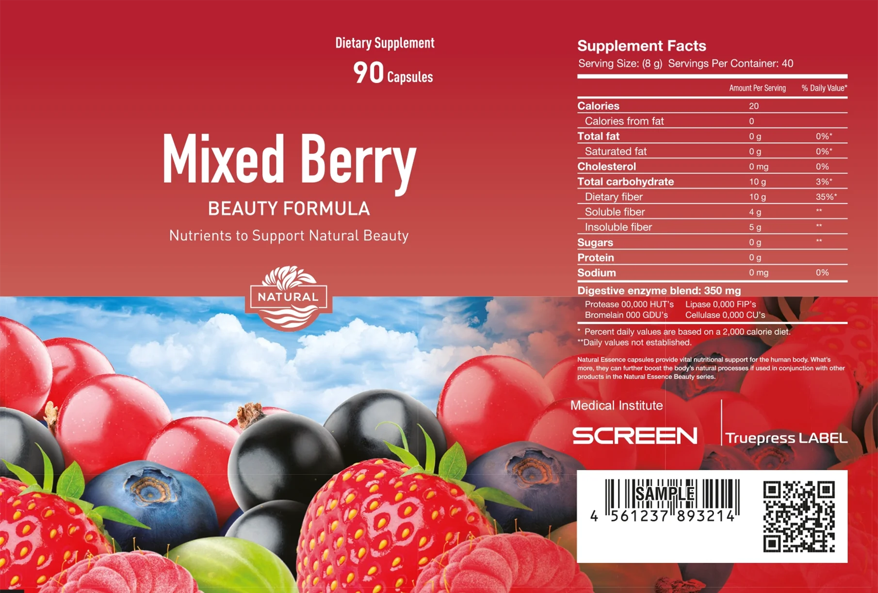 Mockup of a dietary supplement to showcase an application that could benefit from micro-droplets.